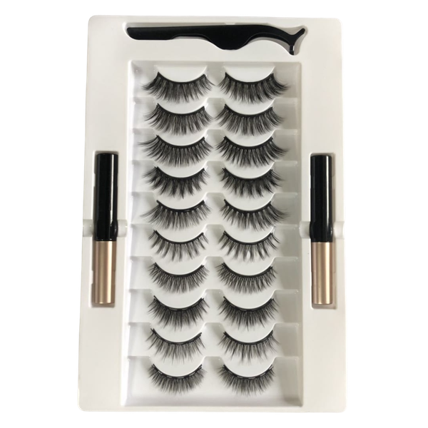 Eyelashes Kit with Eyeliner - 10 Pairs