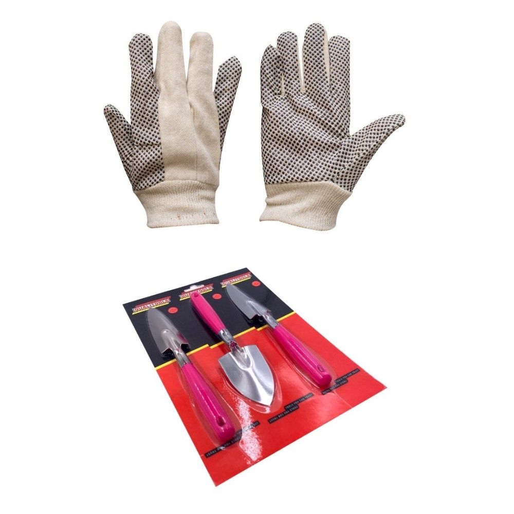 Matsafe - Grip Garden Gloves(1 Pair) and Mini Garden Tool Set (3 Piece)