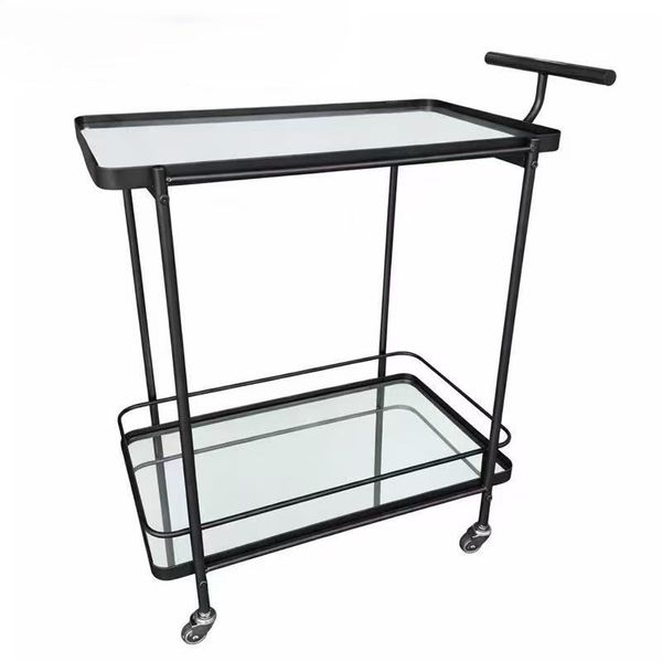 Modern 2-Tier Mirrored Glass Drinks &amp; Serving Trolley