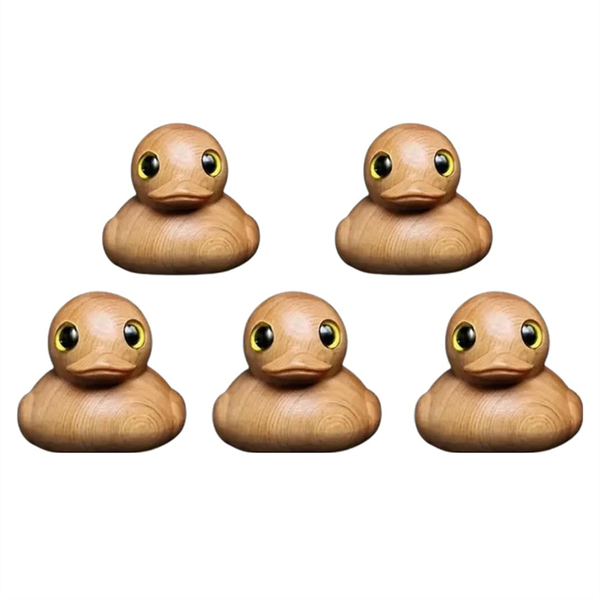 5 Pcs Handmade Wooden Rubber Duck Mini Wooden Rubber Duck Figurine