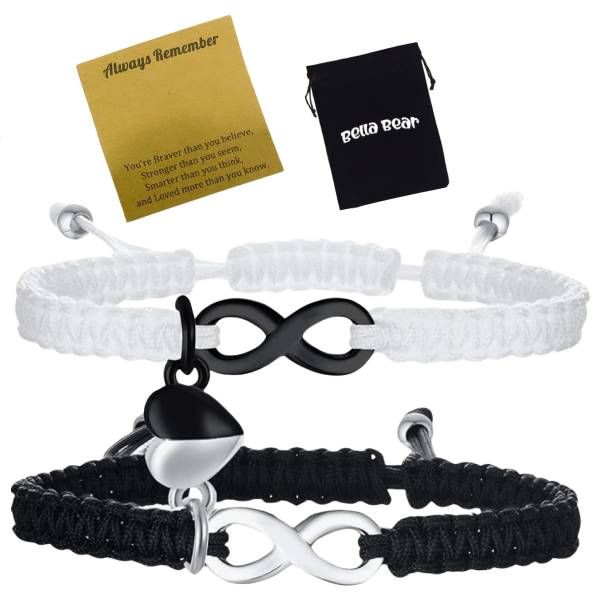 Valentine Infinity Couple Rope Bracelets with Bella Bear Poach
