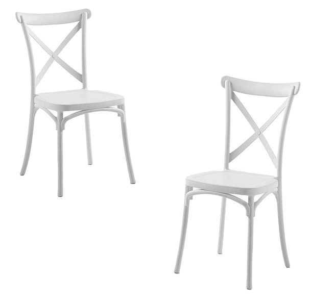 ROYAL BLUE Cross Back Dining Chairs Kitchen Chairs Canteen Chairs -2 PCS