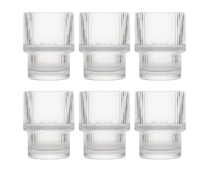 Ribbed Tumbler, Iced Coffee, Cocktail, Beer, Juice Glass 470ml - 6 Piece
