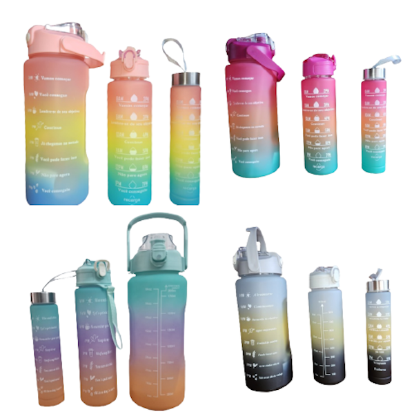 Trio Lockable Lid Water Bottle A Huge Saving Set of 3 x 4 Sets: 12 Bottles
