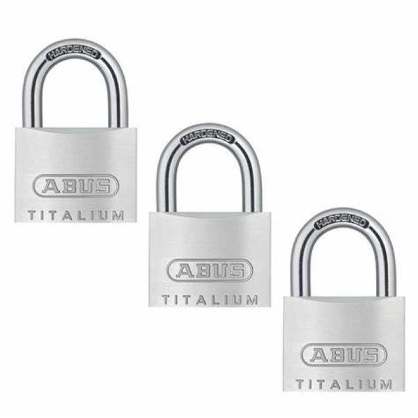 Abus Padlock-Titalium 50mm pack of 3 Keyed alike