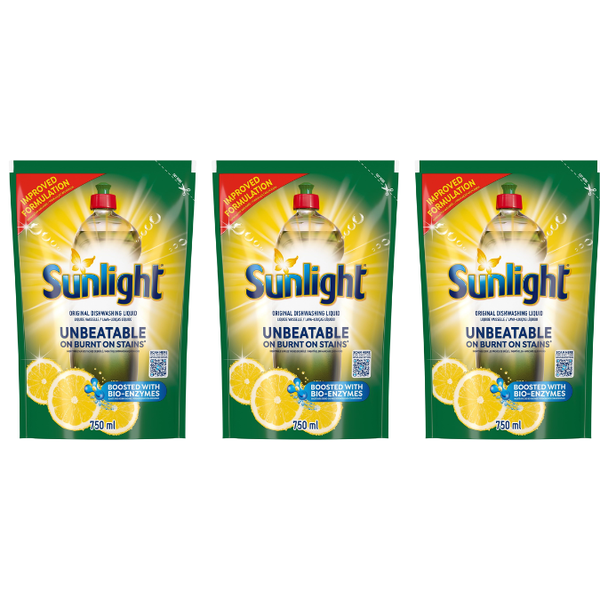 Sunlight Dishwashing Liquid Refill 750ml (Pack of 3)
