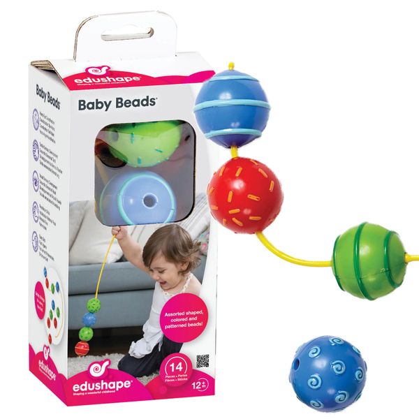 edushape: Baby Beads 14-Pieces - Threading &amp; Lacing Activity for Toddlers