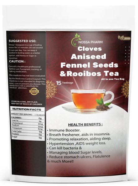Cloves, Aniseed, Fennel Seeds &amp;Rooibos Tea All in one Tea Bag - 15 Tea Bags