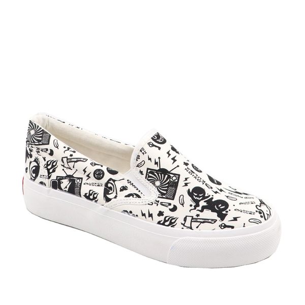 Ladies Platform Canvas Slip On Sneakers
