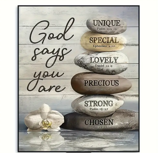 Zen Stone and Bible Verse Canvas Wall Art, No Frame