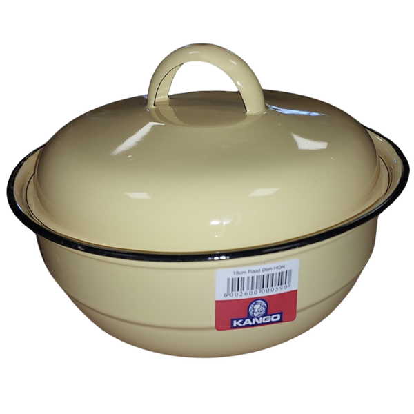18cm Enamel Food Dish with Lid