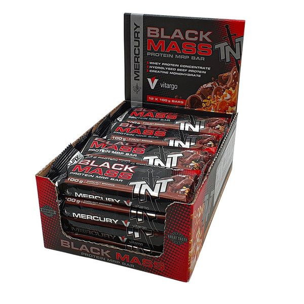TNT Mercury Black Mass Protein Bars - Choc Nut-Brownie Bar - 12 x 100g