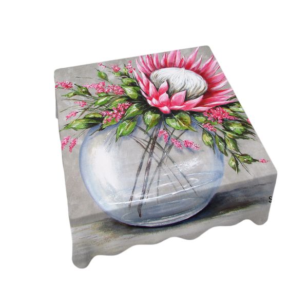 Round Protea Vase By Stella Bruwer Square Tablecloth