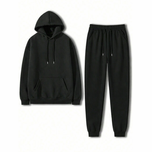 Secret Shield Tracksuit Set - Comfortable Hoodie with Stretch Joggers black