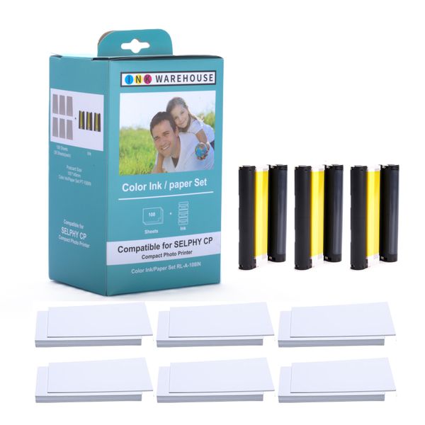 InkWarehouse Selphy KP-108IN Ink and Paper Set (108P) - Compatible with Canon