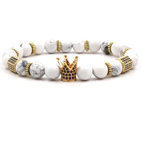 Argent Craft Howlite Stone with Gold Crown &amp; Die