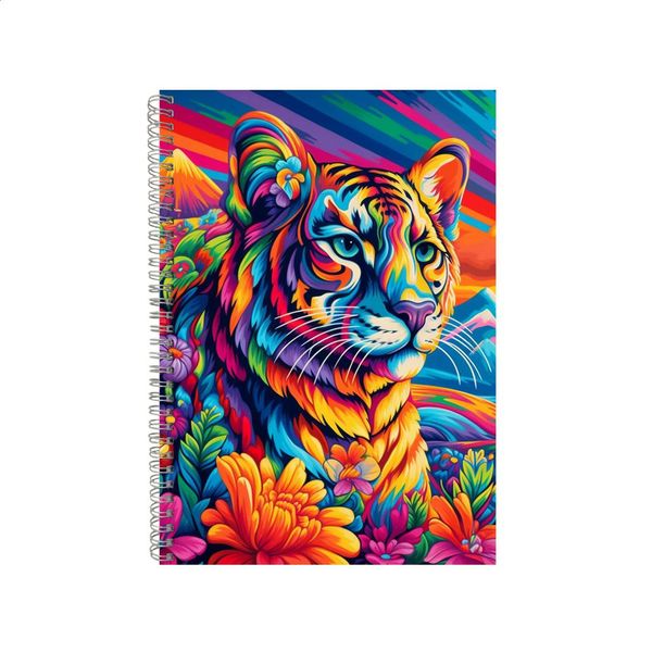 Bengal Tiger Sun Glow Rainbow Neon Notebook Gift Idea A4 Notepad Pad 70