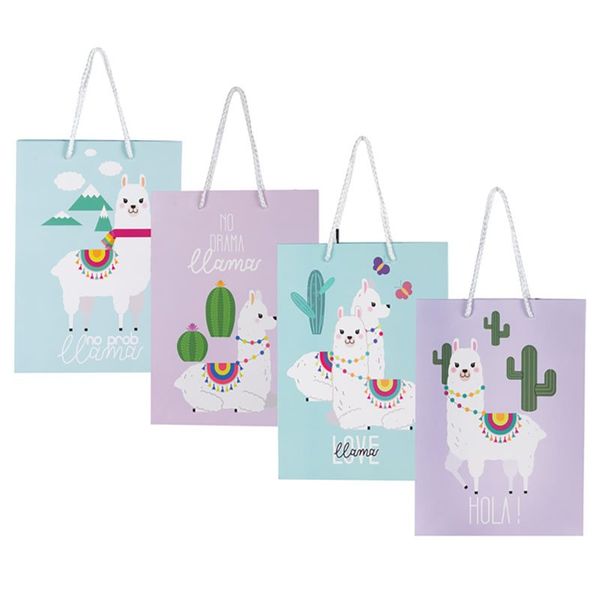 Bulk Pack x 8 Gift-Bag Paper Medium Lama 18x23cm