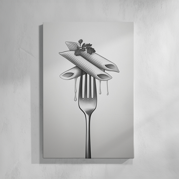 Canvas Wall Art - Penne Pasta On A Fork