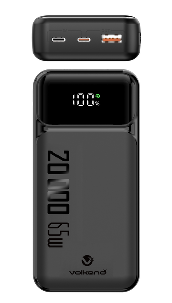 VolkanoX 65W Vitality 20,000mAh Power Bank - Fast Charging, Black
