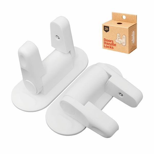 2 Pack Door Lever Safety Lock Doors Handle Locks - White