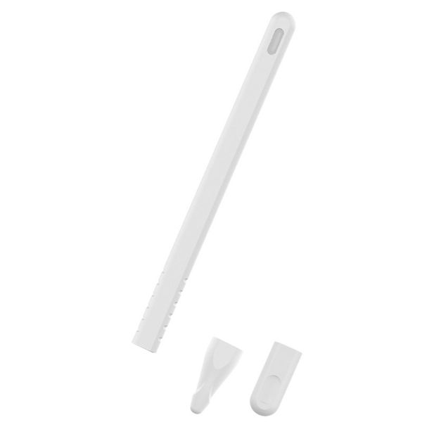 Non-Slip Silicone Touch Stylus Pen Cover Case For Apple Pencil 2nd - White