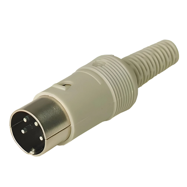 MAS50W GREY - 5-Pin Straight Inline DIN Plug 360 Solder Joint