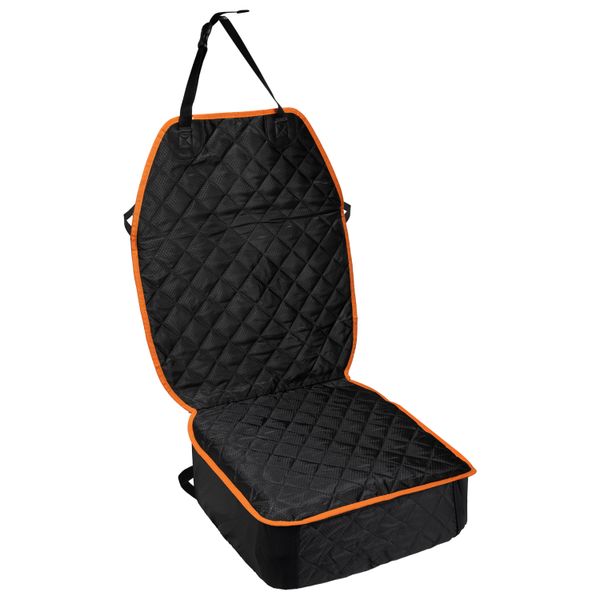 Pet Front Car Seat Protector Cover-Black-Orange trim