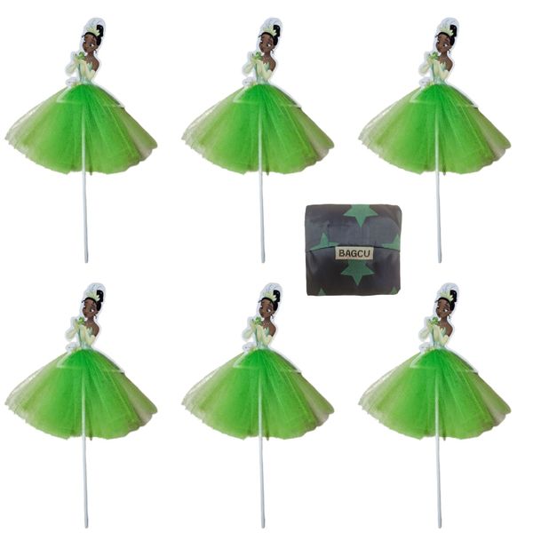 12 Piece 3D Princess Tiana Cupcake Toppers with Added Storage Bag