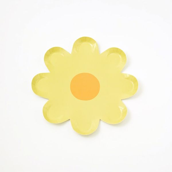 Party Paper Plate - Yellow Daisy Shaped - Set of 10