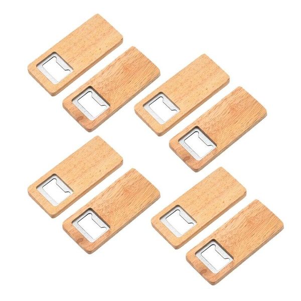 8 Pack Wood Beer Buttch Bottle Opener Wooden Handle Cover Stainless Steel