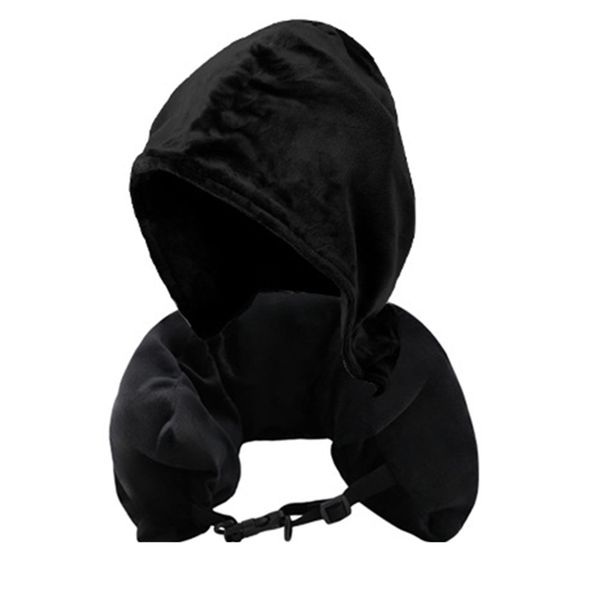 Stuffable Neck Pillow for Travel with Hood Adjustable Travel Pillow