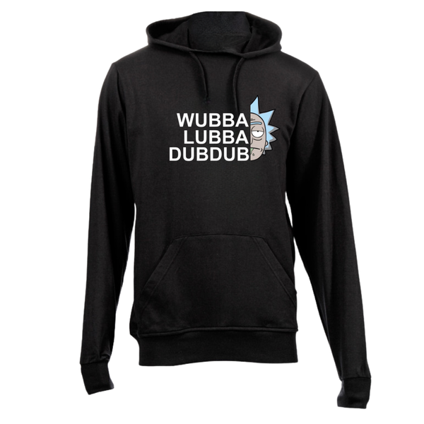 Black Brushed Cotton Hoodie - Rick and Morty Wubba Lubbba Dubdub
