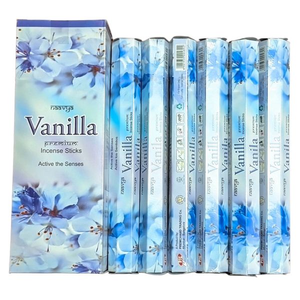 Naavya Premium Vanilla Incense Sticks 9 inch - 6 Packs 120 sticks
