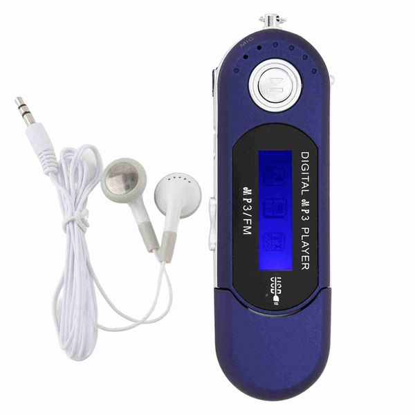 Portable Music MP3 USB Player With Screen FM Radio Voice Memory Card Blue