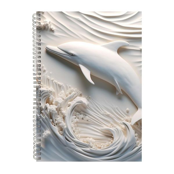 3D White Clay Dolphin Tile Ocean Notebook Gift Idea A4 Notepad Pad 108