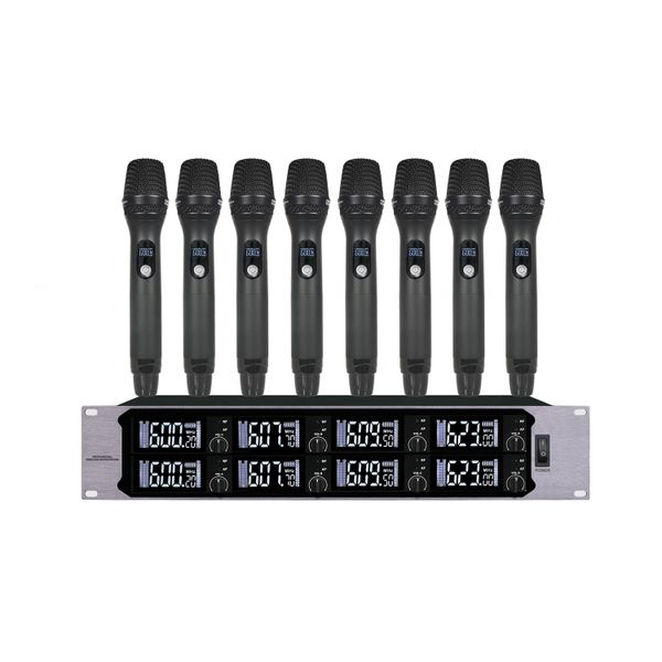 8 Channel wireless metal professional microphone system