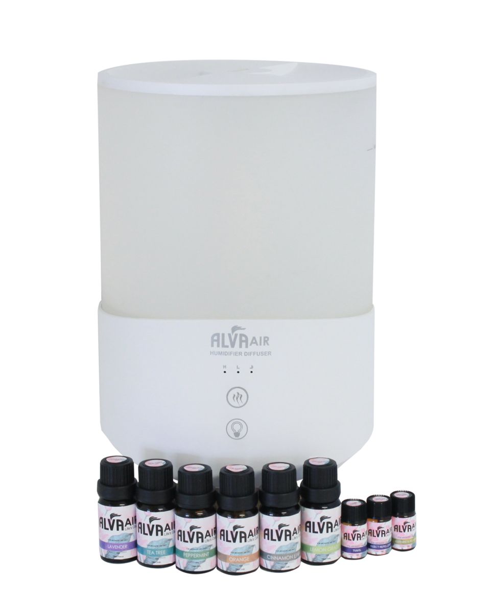 Alva Air Ultrasonic Humidifier (Diffuser) & 9 Piece Essential Oils