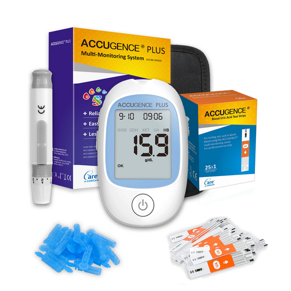 Accugence - Blood Uric Acid Meter Starter Kit with 25 x Uric Acid Strips