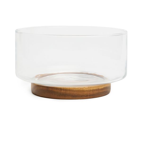George &amp; Mason - Glass Bowl with Acacia Wood Base - 23cm