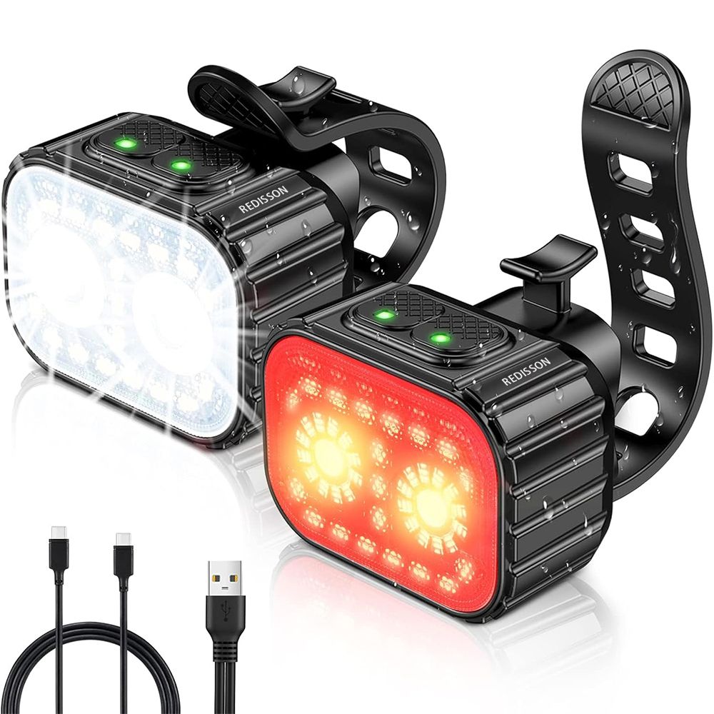 Rechargeable Bicycle Lights Set Super Bright 8+12 Modes IPX6 Waterproof