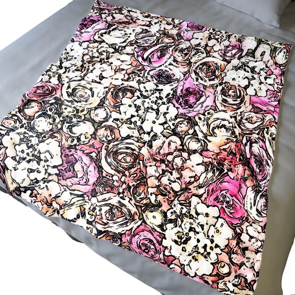 Graffiti Roses Light Weight Fleece Blanket