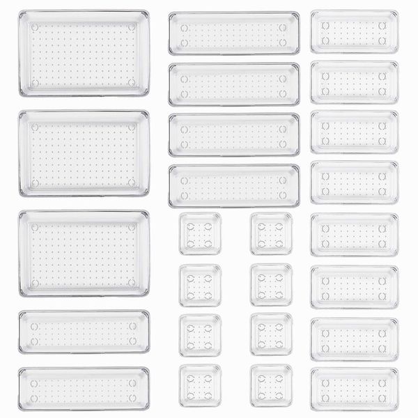 Clear Plastic Drawer Organizers Set - 25 Piece