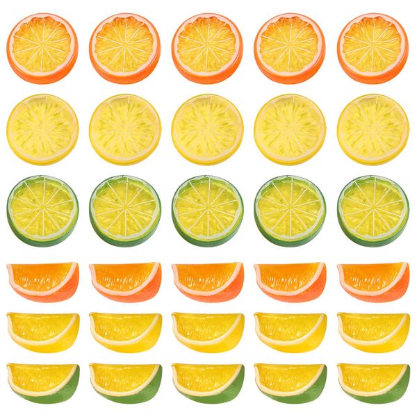 2 in 1 Artificial Lemon Slices, Simulation Decor Photography Props 30 Pieces