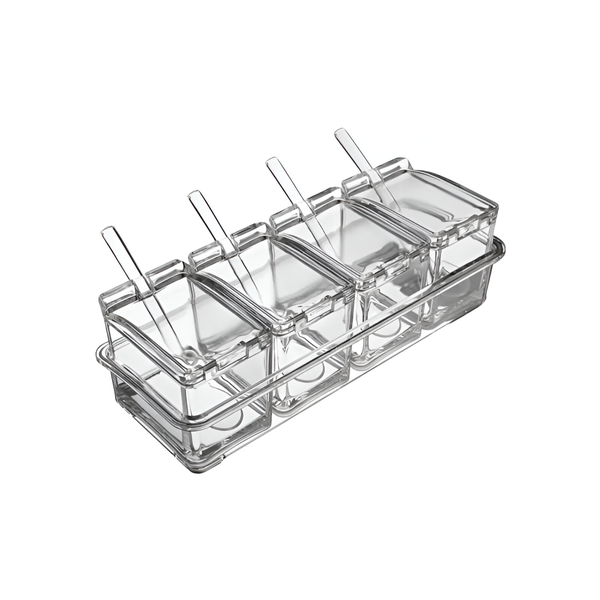 Crystal Clear Spice Organizer - 4-Tier with Spoons