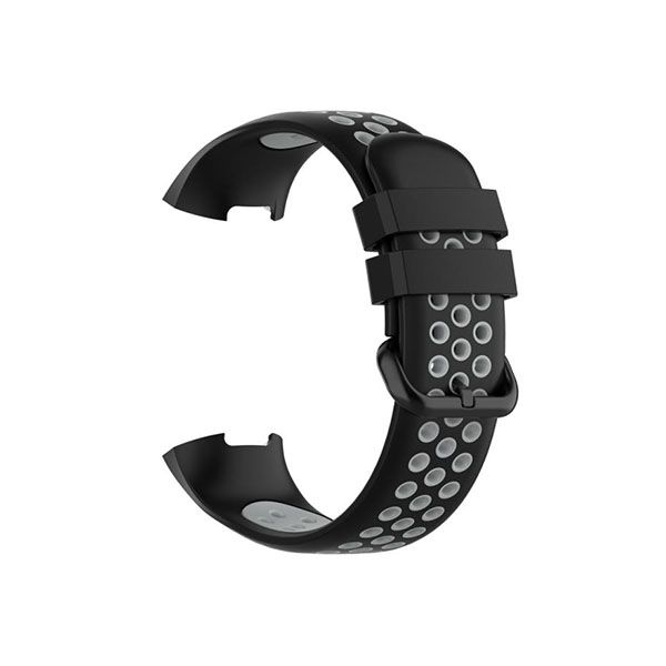Silicone Strap Compatible with Fitbit Charge 3/4 Breathable - Black/Grey
