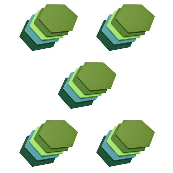 5Pcs Hexagon Board Hexagonal Felt Sticker Board Green Series