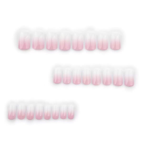 Simple Gradient Pink And White Short Square Nail Stickers