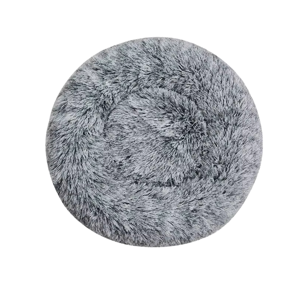 40cm Round Pet Bed Super Soft Cat Bed Long Plush Dog House - Grey
