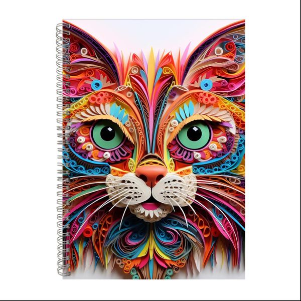 CAT QUILLED CLAY COLORFUL IMAGE Gift Idea A4 Notepad 226